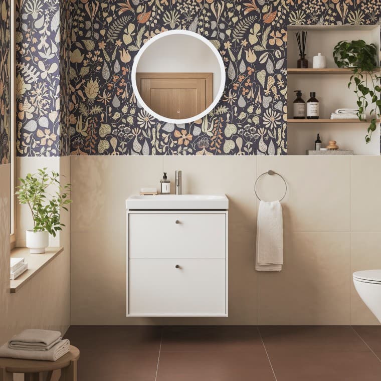 IDO Sense Art -kalusteet, Option Round -peili ja Glow Modern -seinä-wc IDO Sense Art -kalusteet, Option Round -peili ja Glow Modern -seinä-wc