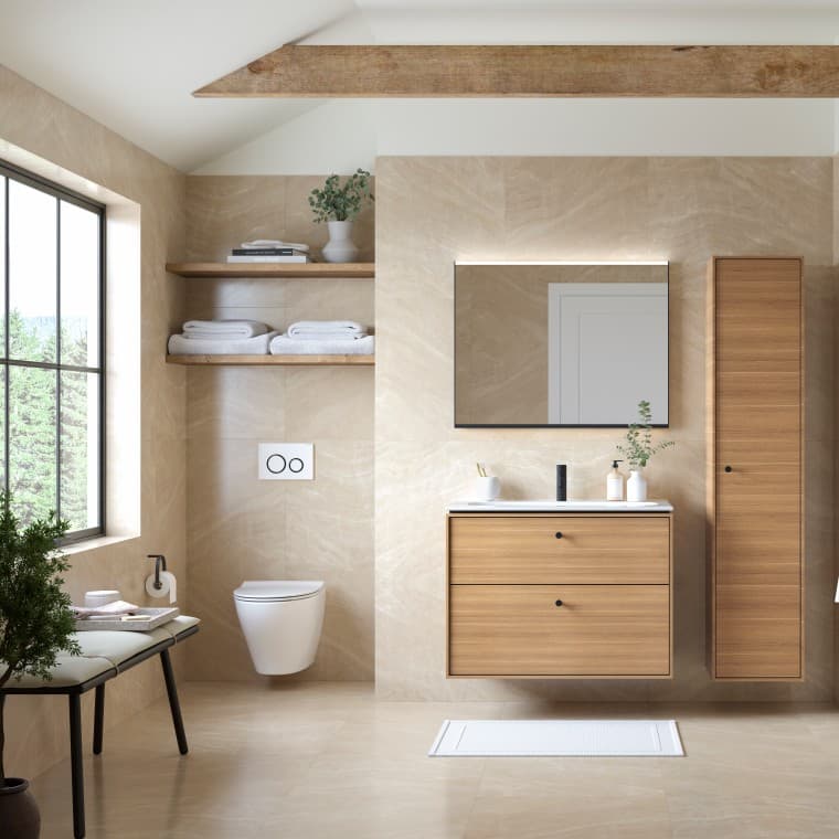 IDO Sense Art -kylpyhuonekalusteet ja IDO Glow Modern -seinä-wc IDO Sense Art -kylpyhuonekalusteet ja IDO Glow Modern -seinä-wc