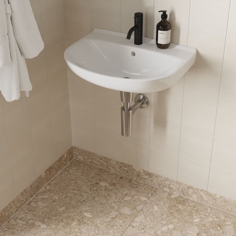 Pesuallas ilman alakaappia mahtuu myös pieneen tilaan Pesuallas ilman alakaappia mahtuu myös pieneen tilaan