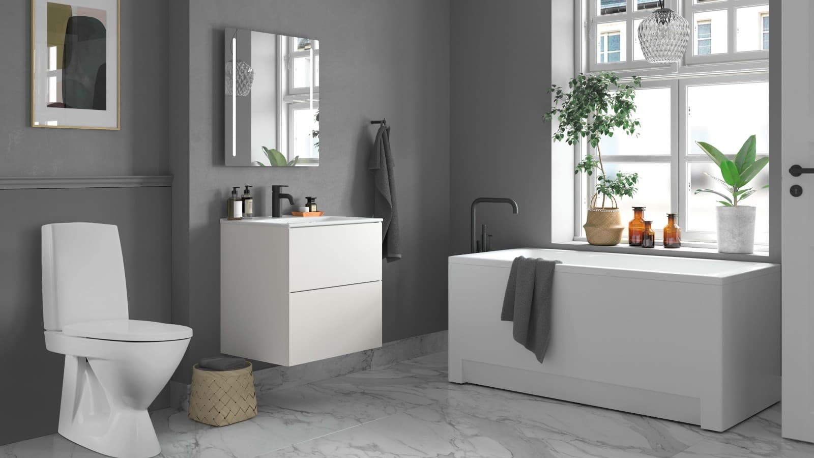 IDO Seven D -wc-istuin kylpyhuoneessa IDO Seven D -wc-istuin kylpyhuoneessa